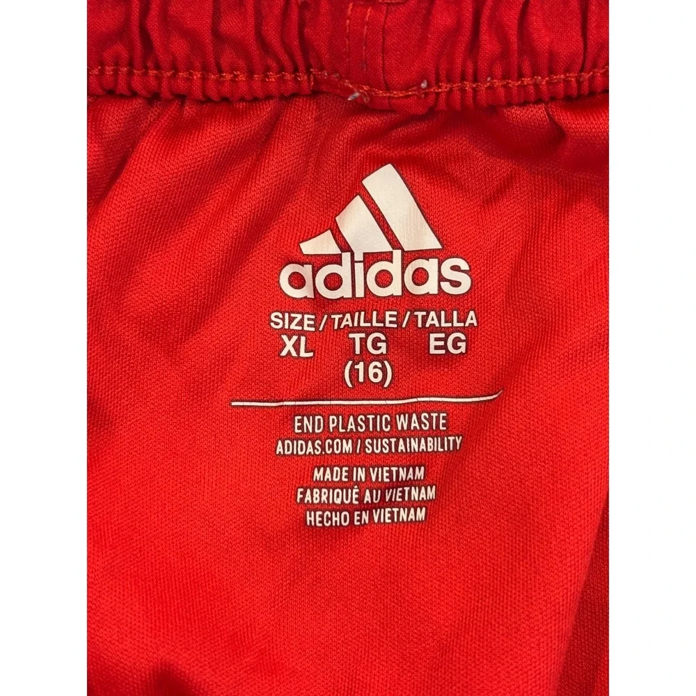 Adidas Kids Boys Red White 3-Stripe Athletic Running Shorts Size XL 16